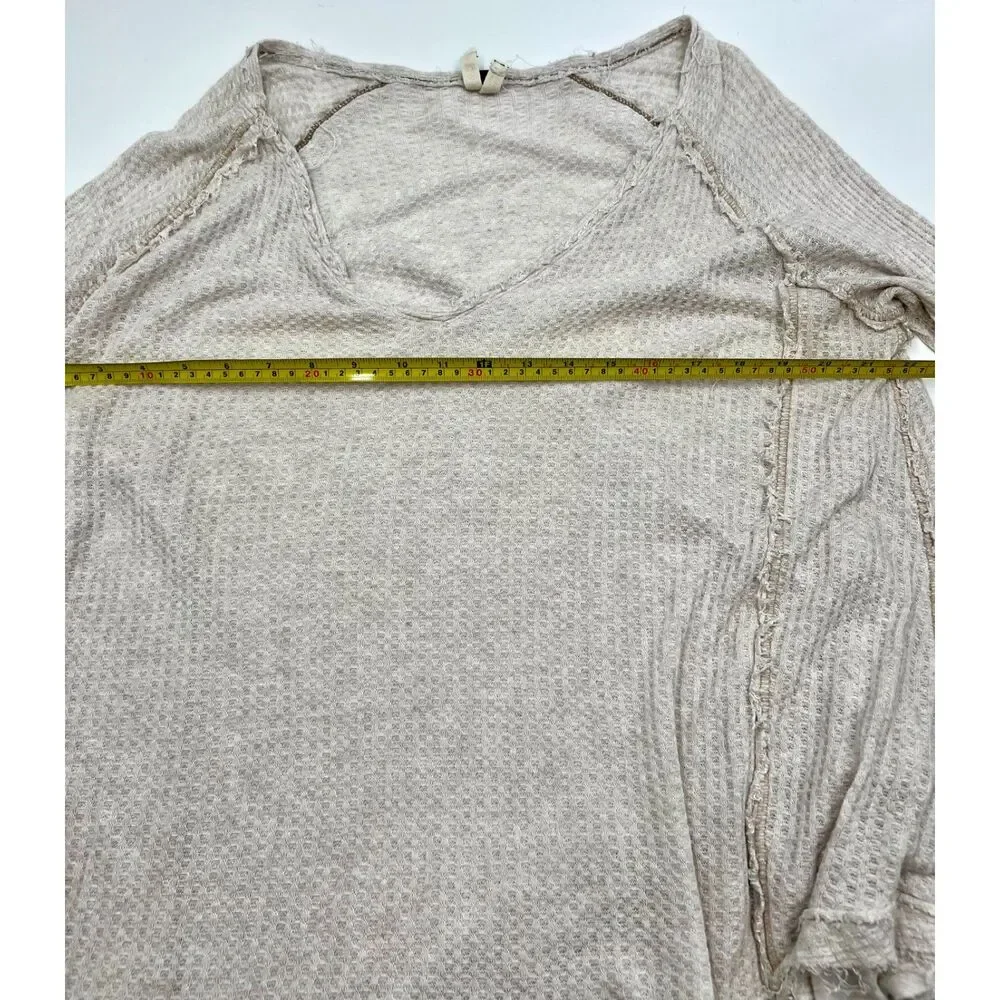 Free People We the Free Laguna Thermal Tunic Raw Edge Frayed Oversized Sz M